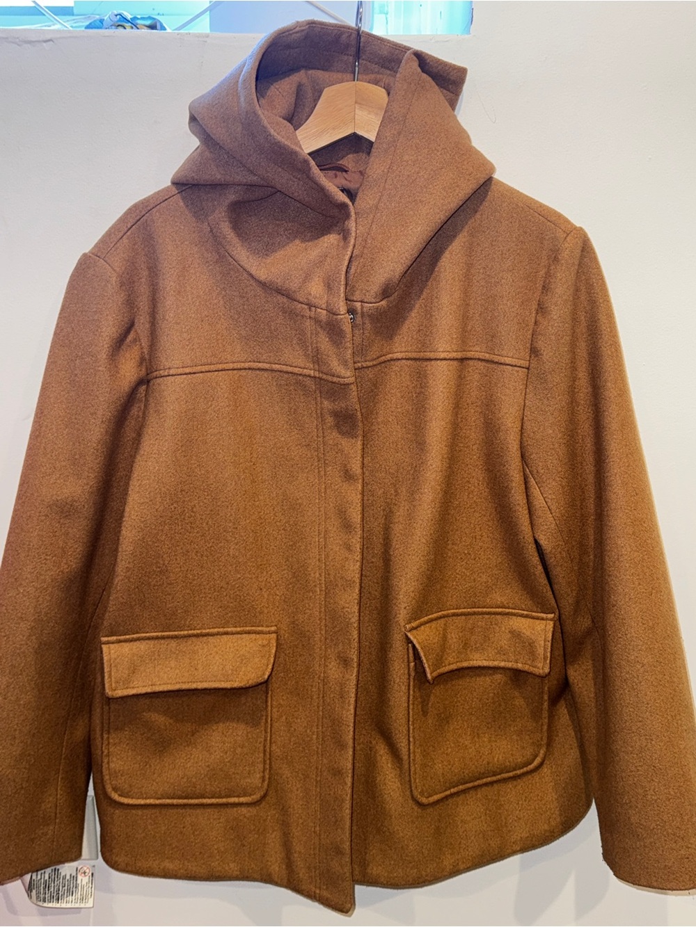 Primark Women's Hooded Pea Coat in Camel Brown